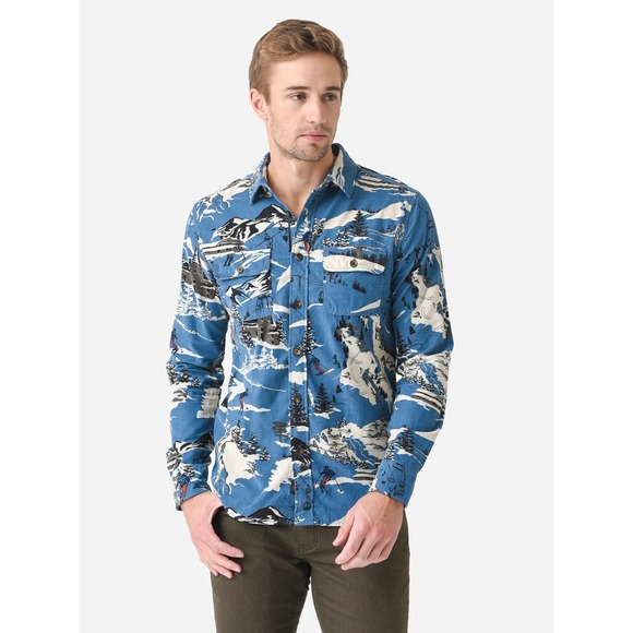 Faherty Other - Faherty Corduroy Shirt Mens 2XL All Over Print Winter Ski Hike Mountain Snow